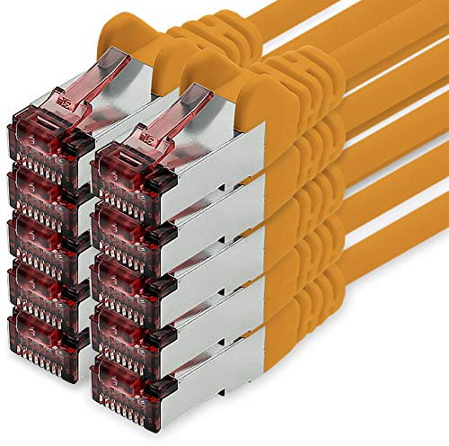 Câble réseau Cat6 10 x 0,5 m orange Câble Ethernet Lankabel Câble réseau Cat6 Lan Câble patch Sftp Pimf 1000 Mbits