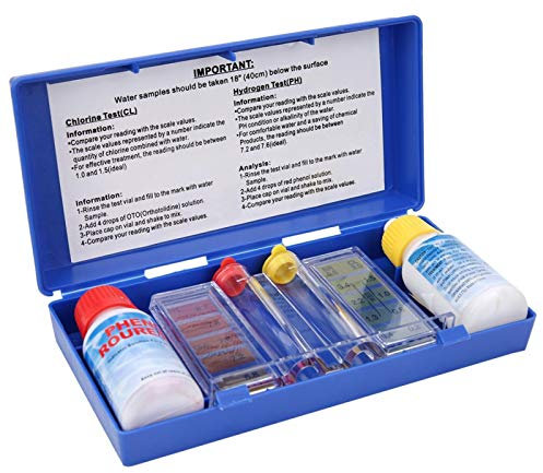 Pool Test Kit, Portable 2-in-1 Water Quality Test Kit, for Swimming Pool PH Chlorine Testing, with PH Reagent, OTO Reagent, Liquid Wastes, Test Bottle Set