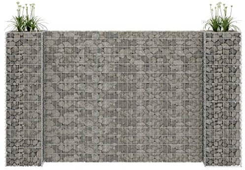 Tidyard H-förmiger Gabionen-Pflanzkorb Gabione Pflanzkübel Hochbeet Gabionen-Pflanzgefäß Pflanzmaschine Stahldraht 260x40x40 cm / 260x40x100 cm / 260x40x150 cm / 260x40x200 cm