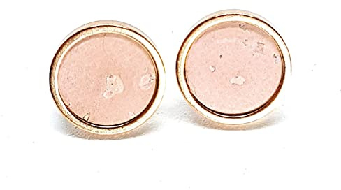 HAPPY CROWNS Edelstahl Ohrstecker rosè gold rund 10 mm | Kork Ohrringe Rosa mit Einschlüssen | Schmuck Unikate aus Deutschland | Nickelfreier Ohrschmuck | Vegan & Handmade