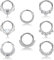 Milacolato 8PCS 16G Septum Nasenpiercing Clicker Ring Edelstahl CZ Opal Knorpel Helix Tragus Hoop Daith Ohrringe Nasenringe Hoop Scharniersegment Clicker Nase Ring Piercing Schmuck 10MM Silber