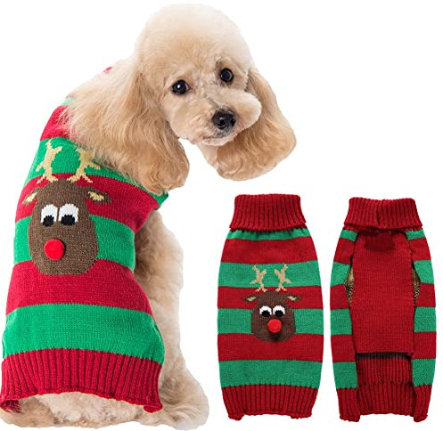 ABRRLO Weihnachten Hund Pullover Dog Sweater Hundepullover Haustier Hundepulli Warm Welpe Kleine Mittel Hunde (M, Hirsch-A)