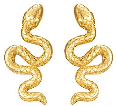 Brandlinger ® Schlangen Ohrstecker Silber 925. Schmuck Damen vergoldet mit 18 Karat (Silber und Gold) für Frauen und Mädchen. Größe der Ohrstecker 12mm.