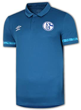 UMBRO Schalke 04 Poly Polo Shirt blau S04 Polo Jersey Bundesliga Fan Shirt, Größe:S