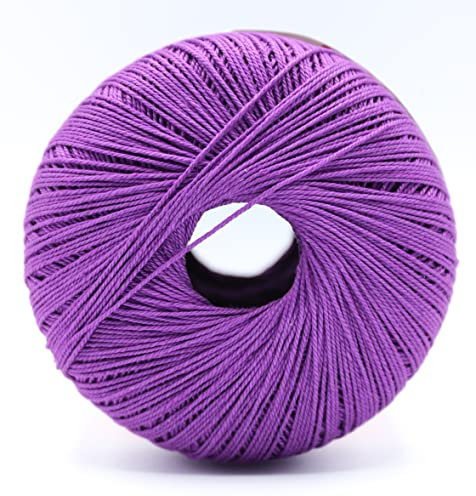 Gomitolo Cotone per uncinetto Tre ali titolo 03 05 08 16 bianco ecru rosso vari colori 100 gr filo di scozia 100% cotone filato titolo 5 8 16 (152 Viola Chiaro, Titolo 05)