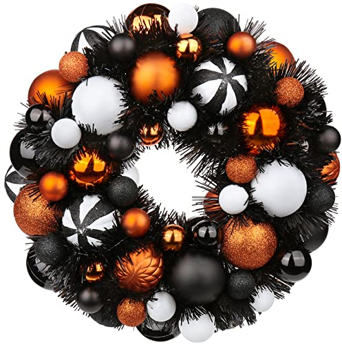 13 Zoll/33cm Halloween Kranz, Halloween Deko Garten, Halloween-Kranz für Haustür, Willkommenskranz, Halloween Deko, Bruchsicherer Halloween-Kugelschmuck, Weihnachtlicher Weihnachtskranz Outdoor
