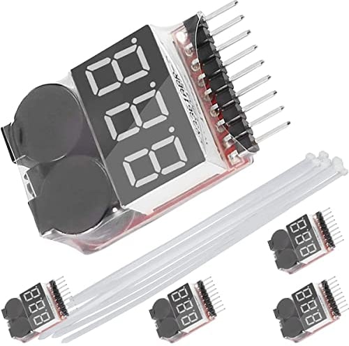 DAOKAI 1-8s Lipo Batterie Tester,Monitor Niederspannungs-Summer-Alarm Checker,LED-Anzeige 2-in-1 Batterieprüfer Hochpräzise, für Lipo Life LiMn Li-Ion Akku(5 Stück)