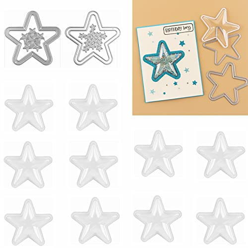 10 Stück sternförmige Low-Profile-Kunststoff-Klarsicht-Shaker-Abdeckungen mit 2 Matrizen-Set Dimensional Shaker Clear Puffy Shaker Covers Shaker Window Blister Shaker Cards