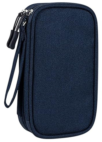 Doppellagige Diabetiker-Zubehör-Organizer-Tasche mit Handschlaufe für Insulin-Stift, Testgurte, Lanzetten, Blutzuckermessgeräte, Stechhilfe, Spritze, Nadel, Alkoholtücher, Fläschchen (dunkelblau)