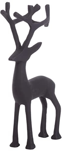 Brandsseller Figurine décorative 24 cm Renne Cerf Métal Sculpture Décoration Noël Hiver - Noir