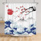 SDOTPMT 150x180cm Rideau de Douche Mont Fuji Japon Sakura Sunset Asie Rideau de Douche à l'encre Paysage ondulé Peinture Baignoire Rideau Salle de Bain Décoration Tissu Crochet imperméable