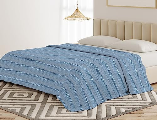 Banzaii Copriletto, Telo Copritutto multiuso per Arredo Isabel Azzurro 170x250 cm