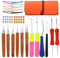 Dreadlock-Häkelnadel, 48-teiliges Dreadlock-Häkelnadel-Set, 6 Dreadlock-Häkelnadeln, gebogene Knüpfnadeln unterschiedlicher Größe, Häkelnadel zum Haarflechten mit Etui und Dreadlocks-Werkzeug
