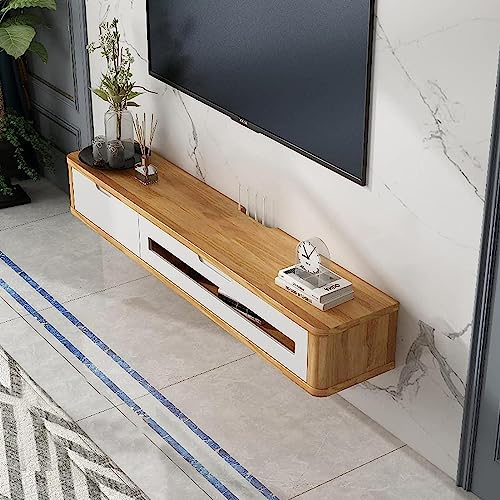 Wandmontierte TV-Einheit, schwebender TV-Ständer, Wandmontage – TV-Schrank, Entertainment-Center, Medienkonsolen-Aufbewahrungsregale für AV-Receiver/Xbox/Kabelboxen/Gaming-Systeme, Kiefer/a/