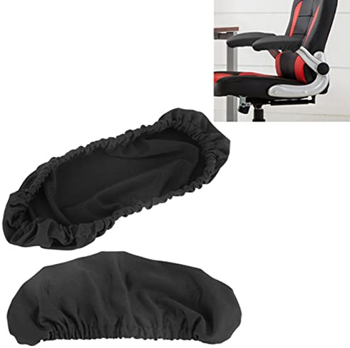 Restokki Armlehnenschoner für Bürostühle, 1 Paar ergonomische Armlehnenpolster. Schützende Bezüge und Hussen für Stühle mit Armlehnen (Schwarz)