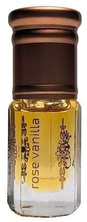 Rose Vanilla Perfume Oud Oil Fragrance Blend (روزفانيلا) by Ghuroob Oud | 3ml Bottle Velvet Pouch Included | Rose, Vanilla, Floral, Romantic Notes | Arabia Attar Perfect for Ramadan or Eid