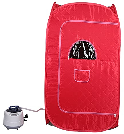 MAYMA Sauna portátil,1000W Sauna de vapor, Sauna plegable cabina, Caja de Sauna portátil,Spa personal en casa con controlador de temperatura remoto (80 * 80 * 136cm - rojo)