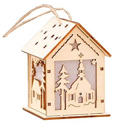Weihnachtsschmuck Baumschmuck Weihnachten Holz Weihnachten leuchtende Fenster Geschenk Ornamente Dekoration Haus DIY Ornamente Dekoration & Aufhänger Weihnachtskugeln Christbaumkugeln (B, One Size)