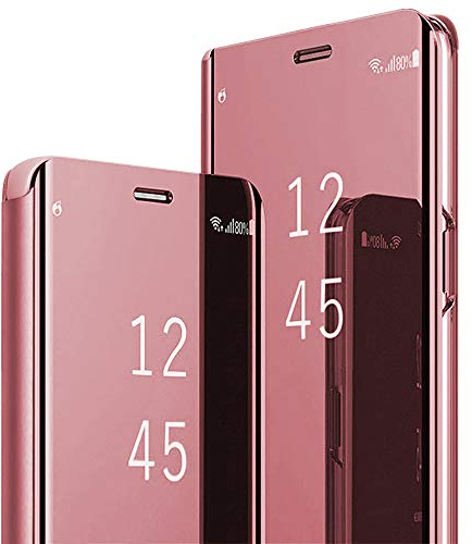 A55 Hülle Handyhülle für Samsung Galaxy A55 Hülle Klappbar Flip Spiegel Original Clear View Leder Galaxy A55 5G Case Cover 360 Grad Stoßfest Lederhülle Standfunktion Schutzhülle Samsung A55 Tasche
