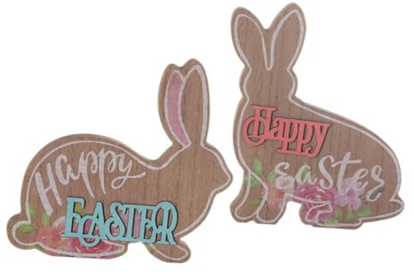 2St Kaninchen-Verzierung eastern geschirr ostern hubrig ostern osterhäschen osterdeko Osterhasen-Tischschild saisonale Schreibtisch Holztisch Plakette Ornamente Beschilderung