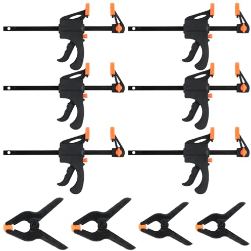 6 Pz Morsetto da Falegname con 4 Pz Morsetto a Molla(5cm, 7,6cm), Morsetti a Barra, Morsetti a Molla, Morsetti Presa Rapida, per Lavorazione Legno Fai da Te, Artigianato Fatto a Mano