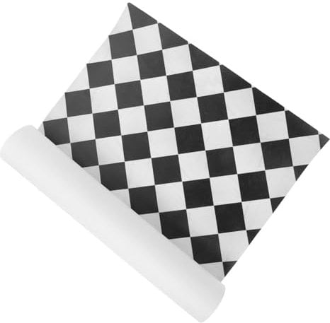 Vintage Style Dollhouse Floor Sheet - Dolls House Wallpaper Realistic Pu Material Mini House Flooring Accessory for Photography Scene, 16.1 X 11.8 Inches, Black Grid Pattern