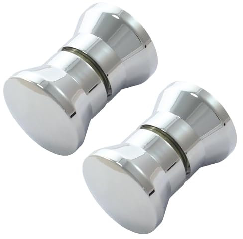 Linwnil Shower Door knob Handle, 2 Pairs Round Chrome Glass Door Handle Pull Handle knob, Parts Replacement for Shower Enclosure, Shower Bath Screen (XT-02LS)
