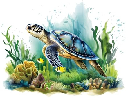 Wilitto Wasserdichter WC-Aufkleber, langlebig, Meereswelt-Schildkröte, abnehmbar, selbstklebend, PVC, Wandkunst, Aufkleber für Badezimmerdeckel, Schildkröte