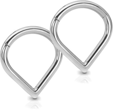 MQLSAERI 2 Stück V-förmige Nasenring Septum Piercing Ring Piercing Ohr Septum Clicker 16Gauge 316L Chirurgenstah Septum Knorpel Daith Helix Tragus Conch Piercing Schmuck für Damen - Silber