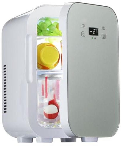 Mini Frigo De Chambre 10l, Mini Réfrigérateur De Voiture Avec Compartiments, Petit Frigo Cosmetique Pour Le Bureau, Réfrigérateur À Maquillage, Contrôle De L'écran Tactile(Color:/Beige,Size:110V)