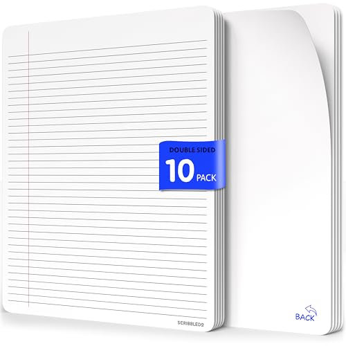 Scribbledo Whiteboard-Blätter für Studenten, liniert, 22,9 x 30,5 cm, trocken abwischbar, liniert, Schreibtafel, Whiteboard-Blätter, Heimschule, Lehrer, Klassenzimmer, 10 Stück