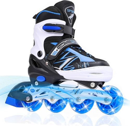 DUZSKJ Verstellbare Kinder Inline Skates für Kinder Jungen Mädchen, Einstellbare Kinder Rollschuhe für Anfänger Kinder Outdoor Indoor Spielen