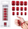 Press on Nails, 24 Stück Glänzend Künstliche Nägel zum Aufkleben Rot Acryl Fingernägel French Fake Nails mit Selbstklebend Rückseite Full Cover Kunstnägel für Frauen Mädchen (Burgunderfarben)