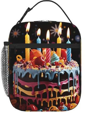 Lunchtasche, isolierte Lunchbox für Damen und Herren, Kühltasche, wiederverwendbare Lunchtasche, Happy Birthday, große Kuchen, Lunch-Tasche für die Arbeit