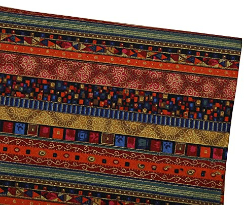 Anevous 2m x 150cm Baumwollstoff Muster Stoff, Ethnisch Muster Stoffe, Bronzing Patchwork Dekostoff, Bedruckte Mustern Stoffe zum Nähen für DIY Basteln Handwerken, Patchwork, Tischdekoration,Rot