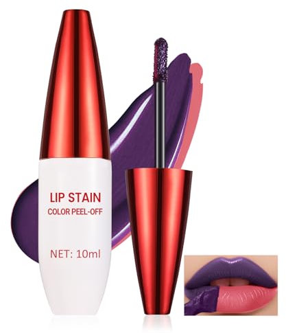 Prreal Peel Off Lip Stain, Colors Lip Liner Stain, Matte Lip Tint Peel Off, Non-Stick Tattoo Color Lip Gloss, Waterproof Liquid Lipstick, Highly Pigmented Lip Makeup, #02 Cool Rose