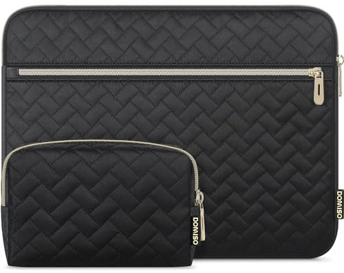 DOMISO Housse pour Ordinateur Portable 14 Pouces Compatible MacBook Pro 14, HP Pavilion 14, Dell XPS 14 Étui de Protection avec Pochette Intégrée,Noir