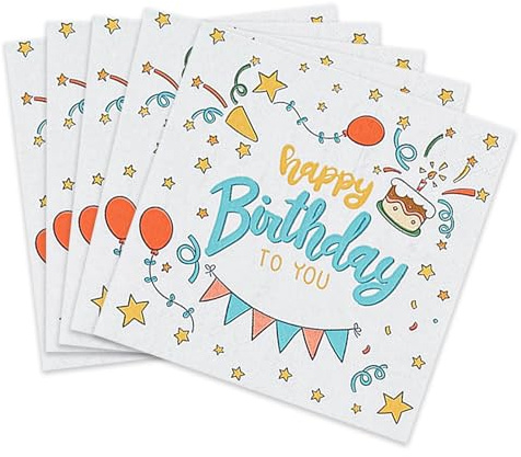 KOBOKO 20 Stück Servietten Happy Birthday,Servietten Geburtstag Deko,Geburtstagsdeko Servietten,Kindergeburtstag Deko Papierservietten für Tischdeko Geburtstag (Happy Birthday to You)
