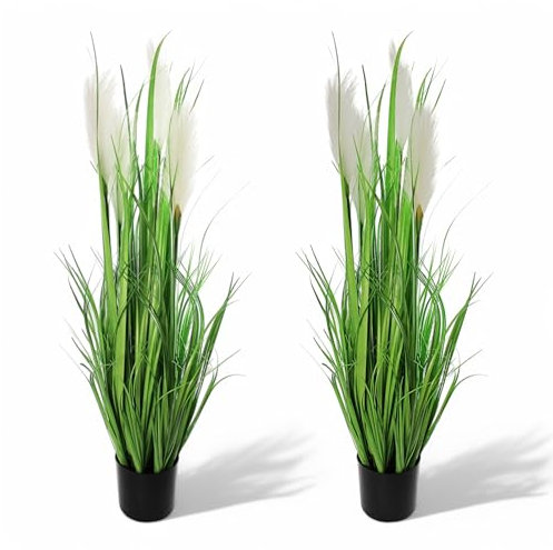 Arnusa Künstliches Pampasgras 90 cm hoch im Topf Dekogras Kunstgras Dekoration Kunstpflanze künstliche Gräser Zimmerpflanze (2)