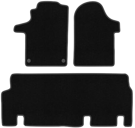 Velours-Fußmatten passend für Mercedes Vito W447 2014-, Schwarz, Basic | passend für Kastenwagen; dünner Velours-Teppich (Polypropylen), ca. 4 mm; rutschfest, runde Befestigungen (Typ MS)