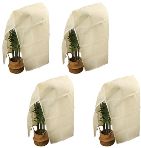GEEKHOM Pflanzenschutz Winter 80x100cm (4er Set) - Winterschutz Pflanzen Außen mit Reißverschluss & Zugband - Winterschutz für Pflanzen Kübelpflanzen, Bäume, Palmen - Frostschutz für Garten Balkon