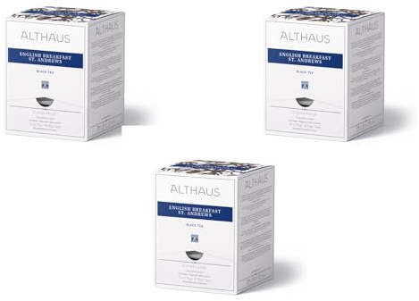 3 Karton Althaus English Breakfast St. Andrews, Schwarzer Tee, 3x15 Pyramidenbeutel, 3-5 Minuten Ziehzeit