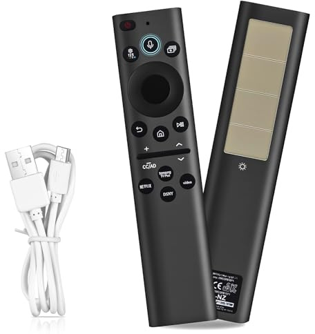 Rechargeable Solar Remote Replacement for Samsung Smart TV, Solarcell, USB-C/Type C Fast Charging, Voice&BT, Compatbile with Samsung Remote Control for Smart TV 2025-2018