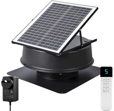 Solar Dachlüfter 35W mit Solarpanel – Solar Ventilator zur Belüftung & Temperaturregulierung für Dachboden und Gewächshaus, 2100 m³/h, inkl. Fernbedienung