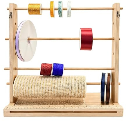 Generisch Ribbon Storage Organizer, Spool Holder Rack for Craft Room | Compatible With Sewing Thread, Crochet Yarn, Tulle Roll, Washi Tape, Floral Wrapping, Garland & Mesh Craft Supplies