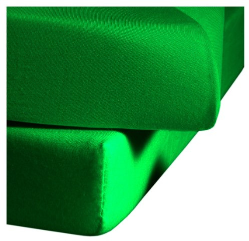fleuresse Jenny C klassisches Jersey-Spannlaken, 100% Baumwolle, mit praktischem Rundumgummi, Fb. Grasgrün, Größe 150 x 200 cm, auch passend für 140/160 x 200