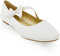 ESSEX GLAM Womens Flat Bridal Shoes Ballet Ladies Slip On Ballerina Dolly Bow Glitter Bridesmaid Pumps Size 3-9 White Satin