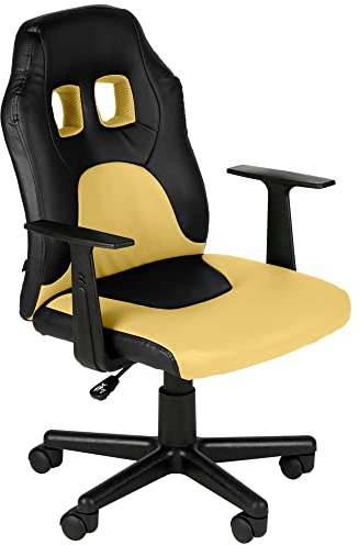 CLP Kinder Gaming Bürostuhl Fun I Schreibtischstuhl Mit Kunstlederbezug Und Abnehmbaren Armlehnen I Drehstuhl Für Mädchen Und Jungen, Farbe:schwarz/gelb