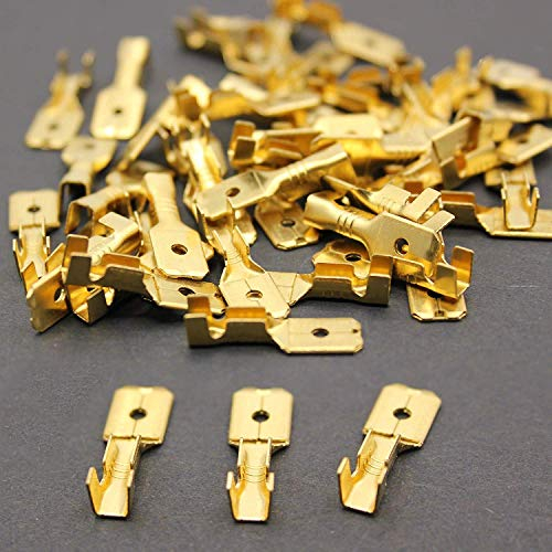 100 Stück Flachstecker Flachsteckhülsen Kabelschuh unisoliert blank Flachstecker 6,3mm Messing