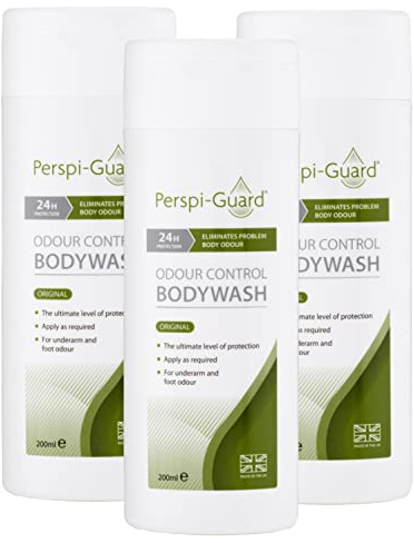 Perspi-Guard Lot de 3 gels douche antibactériens anti-odeurs pour homme et femme, gel douche antibactérien ciblant les odeurs corporelles pour une protection durable, 200 ml